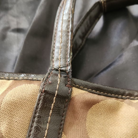 Coach Tan Signature Fold Over Tote - Picture 4 of 12